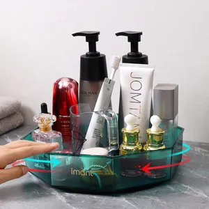 Pengatur riasan 360 derajat berputar dapat disesuaikan multi-fungsi akrilik kosmetik penyimpanan Makeup Organizer berputar 360 derajat