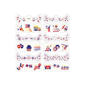 MEICOLY Autocollants de <span class=keywords><strong>tatouage</strong></span> temporaire pour le visage, motifs étoiles et rayures rouges, blancs et bleus, à paillettes, pour le 4 juillet, accessoires de fête - Product Image 5