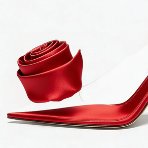 Zapatos de Tacón Alto con Tira Trasera para Mujer, Talla Grande 45, Tacones de Seda, Sandalias con Punta en Pico y Flores de Seda - Product Image 6