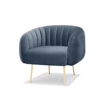 Fauteuil d'appoint moderne classique avec pieds en métal doré et dossier incurvé en tissu velours pour appartement, salon, hôtel, bureau, salon de coiffure, hall d'entrée, événement