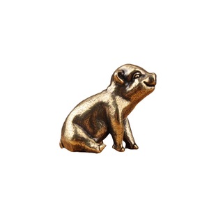 Brass Zodiac Pig Figurine Antique Bronze Finish Home <b>Decor</b> Tabletop Ornament Chinese New Year Gift - Product Image 5