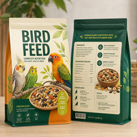 Sachet d'emballage alimentaire pour oiseaux à huit soudures latérales, imprimé sur mesure, à fond plat, avec fermeture éclair, qualité alimentaire, refermable, pour graines de perroquet