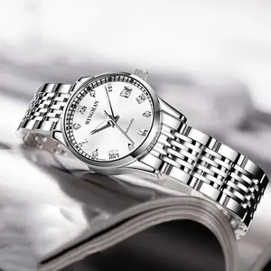 ダイヤモンドがちりばめられた女性のサファイアガラス防水新しいミラーポリッシュ仕上げMiyota9015自動機械式時計卸売