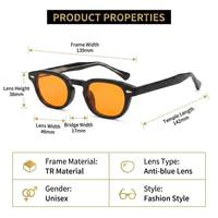 Lunettes anti-lumière bleue tendance unisexe Sunray Vintage avec monture argentée à rivets et verres PC orange pour soulager la fatigue oculaire (OEM)