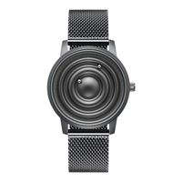 Reloj Magnético Creativo Premium OEM Personalizado, Sin Manecillas, para Hombre, con Correa de Cuero Genuino y Madera de Sándalo Natural, Venta al Por Mayor de Fábrica