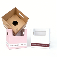 Support de bouquet pliable en carton ondulé personnalisé, boîte pour bouquets floraux, plantes en pot, boîte de livraison de fleurs pour vase