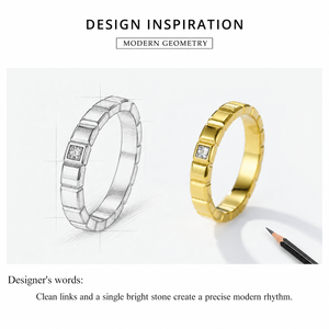 Segmented <b>Stainless</b> <b>Steel</b> Zircon <b>Ring</b> with 14K Gold Vacuum Plating, Gold and Silver Color Options - Product Image 4