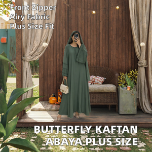 Solid Color Butterfly <b>Kaftan</b> Abaya Front Zipper Modest Islamic Clothing EID Ramadan Dubai Turkey Plus Size <b>Women</b> Polyester - Product Image 2