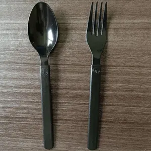 Heavy Duty 7inch 6.0g Black Disposable Plastic Cutlery Disposable Plastic Utensils Heavy Weight Plastic Fork Spoon