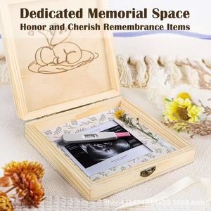 Caja de madera para guardar recuerdos, caja de recuerdos para bebés, caja para colección de artículos de bebé, caja de almacenamiento de madera - Product Image 3