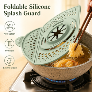 Couvercle de cuisson pliable en silicone anti-éclaboussures et anti-débordement, avec égouttoir à <span class=keywords><strong>huile</strong></span> et couvercle vapeur pour poêle à frire - Product Image 2