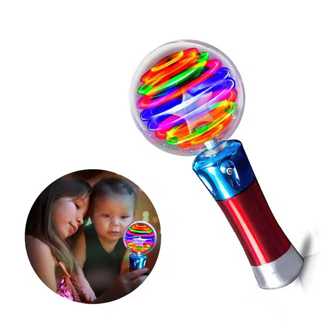 Custom Logo LED Magic Princess Wand Spinning Star Ball Light up Stick Kids National Day Party Glow Toy OEM ODM Manufacturer