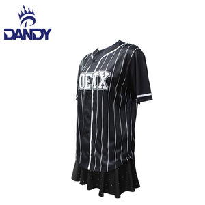 Maglie da Baseball con strass da Cheerleading nere in poliestere 100% per bambini sublimate - Product Image 5
