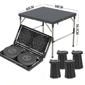 Ensemble <span class=keywords><strong>table</strong></span> et chaises pliantes réglables portables, idéal pour le camping, les pique-niques, les barbecues, les stands de rue, l'utilisation en appartement - Product Image 2