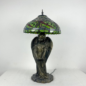 LongHuiJing Dragonfly Antique Stained Glass Table Lamp with 16-Inch Lamphade Flexible & Simple Design AC E26 LED Desk Lamp - Product Image 2