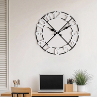 Reloj de Pared Colgante de Metal Rústico con Patrón Geométrico Abstracto, Funciona con Batería, 20 Pulgadas, Agujas Blancas, Estilo Antiguo, Venta al Por Mayor
