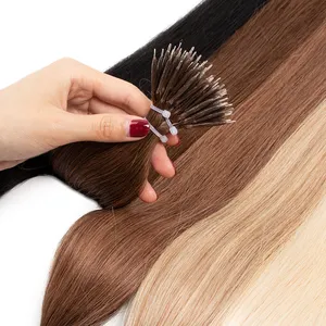 Mrshair extensão de cabelo anel, microcontas de cabelo natural de 18 "-24" para salão, 100g, extensão de cabelo em anel virgem alinhado
