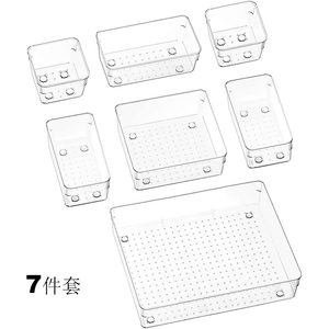 Venta al por mayor de organizadores de cajones de escritorio de oficina, juego de bandejas divisoras, cajas de cajones de tocador de baño de plástico transparente, contenedor de cajones de maquillaje - Product Image 2