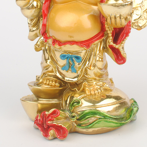 <strong>Standing</strong> Buddha 24k Golden Resin Chinese Lucky Statue Buddhism Style Artistic Painted Indoor Decorative Fengshui <strong>Figurine</strong> - Product Image 6