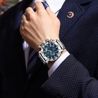 Montres à quartz pour hommes Poedagar 892, grande taille, étanches, chronographe, bracelet en acier inoxydable, lumineuses, montres de sport