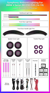 Kit di Aggiornamento Luci Ambientali Dinamiche a 64 Colori ICarsin per <span class=keywords><strong>BMW</strong></span> <span class=keywords><strong>Serie</strong></span> <span class=keywords><strong>4</strong></span> <span class=keywords><strong>Coupé</strong></span> F32 M4 F82, Accessori LED Interni Stile OEM - Product Image 2