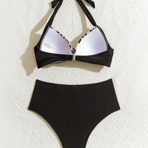 Bikini Brasileño Personalizado para Mujer, Completamente Adornado con Cristales, Traje de Baño Sexy Brillante con Diamantes y Patrón Sólido para el Verano - Product Image 3