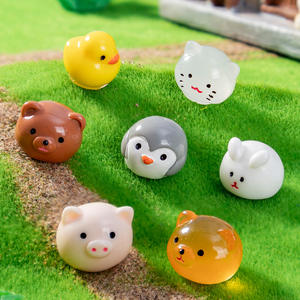 Figurines miniatures animales en boule : <span class=keywords><strong>Lapin</strong></span>, Canard, Ornements en résine phosphorescents, Accessoires décoratifs mignons en colle crème pour DIY - Product Image 1