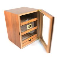 Coffret Cadeau de Luxe Personnalisable Grande Capacité pour Cigares, Ensemble de Fumeur en Verre Trempé, Étui à Cigarettes, Armoire à Cigares en Noyer