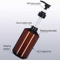 Bouteille transparente en plastique de 500 ml pour shampoing et lotion avec pompe, épaule inclinée, distributeur PET pour gel douche, cosmétiques