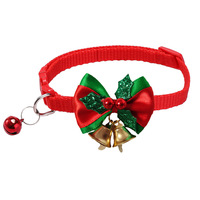 Collier de Noël festif Zoyi pour animaux de compagnie, design mignon avec nœud papillon et clochettes colorées, accessoire de cou pour les fêtes pour chats et chiens