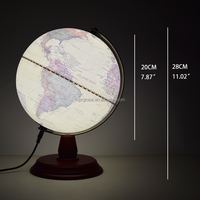 Globe terrestre antique de 20 cm, éclairé, héritage, carte du monde vintage, stylo parlant, réalité augmentée compatible, méridien en métal, géographie solide