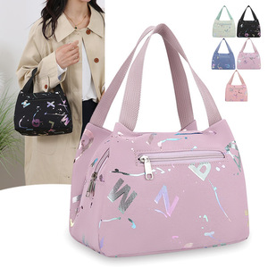 Women's Printed Tote Bag Pink Water Resistant Large Capacity Everyday Use Horizontal Square Zipper Closure - Product Image 4