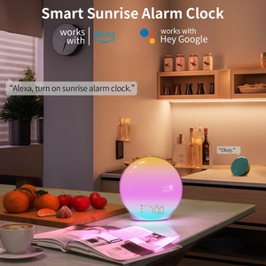 Réveil intelligent avec écran LED RVB, affichage de l'<span class=keywords><strong>heure</strong></span>, simulation de <span class=keywords><strong>lever</strong></span> et de coucher du soleil, contrôle vocal et par application, <span class=keywords><strong>veilleuse</strong></span> plein écran, radio FM - Product Image 3