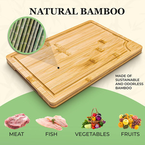 Juego de Tablas de Cortar de Bambú Rectangulares Multifuncionales Antibacterianas, Tablas de Picar para Cocina, Juego para Rebanar Frutas - Product Image 2