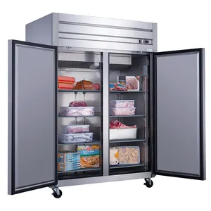 Refrigerador comercial de acero inoxidable para cocina, refrigerador de doble puerta para carne, para restaurante, almacenamiento de verduras