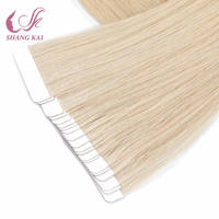 Extensions de cheveux naturels Remy vierges russes super double drawn européens, 100 grammes, trame simple, toutes couleurs, à bandes adhésives