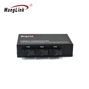 Wanglink 3F3E Switch Ethernet Fibra 100M PCBA Board Optic Media Converter 20km Fast 3 Fiber 3 RJ45 Suporte RPoE Switch