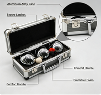 Boules de pétanque de haute qualité en acier chromé argenté, 3 pièces, avec étui en aluminium, légères, durables, pour les sports de plein air