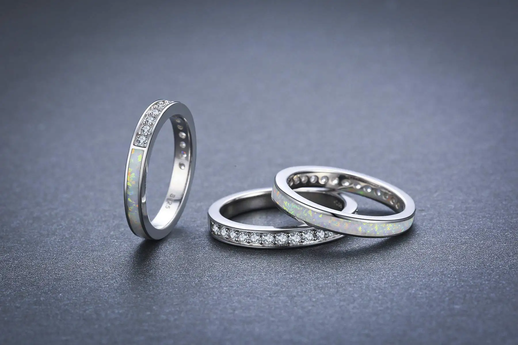 Grosir OEM/ODM ukuran kustom 925 cincin Opal zirkonia kubik perak murni