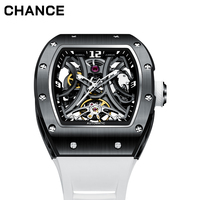 CHANCE 9-190G-11 Montre mécanique automatique sportive à forme creuse, étanche, avec boucle de haute qualité et bracelet en silicone durable – Grande Vente