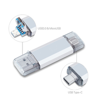 Flash Drive USB Type-C OTG 3 in 1 untuk iPhone, 64GB, 128GB, 256GB, Pendrive 3.0, Memory Stick untuk iPhone dan PC
