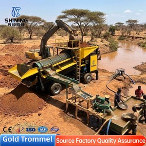 Séparateur gravimétrique mobile pour l'or, capacité 30-50t/h, avec écran trommel à recyclage d'eau, pour le traitement de l'or alluvionnaire en bord de rivière en Afrique - Product Image 1