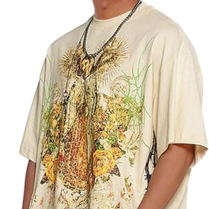 T-shirt d'été pour homme, coupe oversize, style hip-hop, avec impression intégrale de lettres, en polyester/coton, col rond, manches courtes, style rappeur - Product Image 6