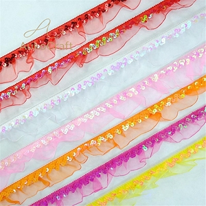 Fita Elástica de Organza Plissada com Babados e Lantejoulas para Vestidos - Acessório de Costura Barato para Figurinos de Palco - Product Image 6
