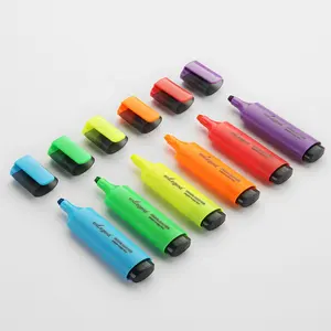 2024 Fluorescent hot sale multi color stationery dry-quickly non-toxic highlighter marker with oval shape barrel