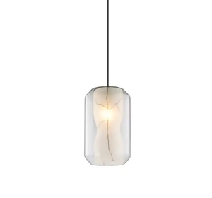 Lámpara de araña de línea larga minimalista moderna de una sola cabeza, luz colgante de cristal gris para comedor, lámpara de tamaño medio - Product Image 1