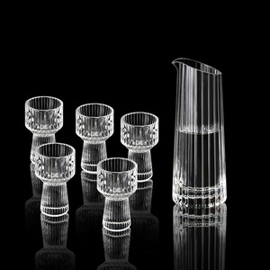 Vente en gros service à saké japonais <span class=keywords><strong>carafe</strong></span> à saké en verre <span class=keywords><strong>carafe</strong></span> à saké à rayures verticales côtelées - Product Image 3