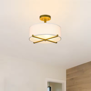 Trang Trí Brass Trống Vải Bóng Râm Bắc Âu Mặt Dây Chuyền Đèn Bán <span class=keywords><strong>Flush</strong></span> Núi Đèn Trần Cho Nhà Trần - Product Image 3