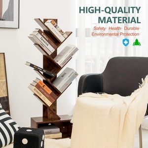 Moderno Retro 6 estantes altos de madera de pie estantería hogar Oficina dormitorio organizador personalizable fácil de limpiar libro/CD/película - Product Image 5