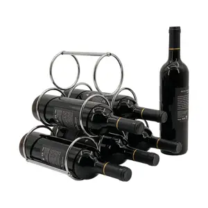 Best Selling Quality Chrome Metal Wine Display Rack Free-Standing Wine Barrel Organization Wine Bottle Holder